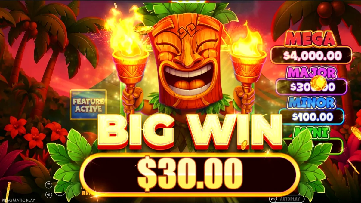 Super Tiki Strike slot machine tropical theme